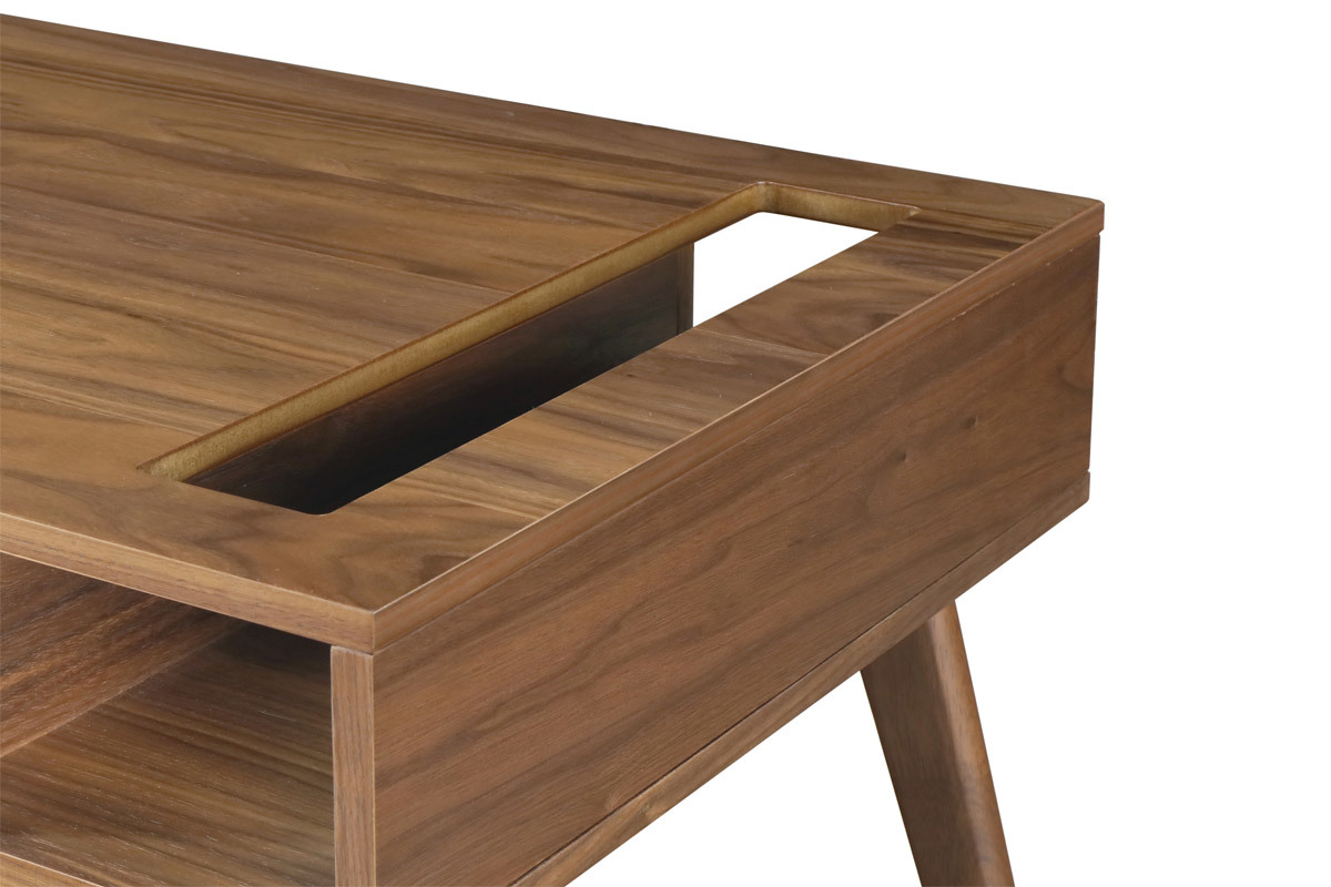 Tavolino basso design grigio antracite e noce NEELA