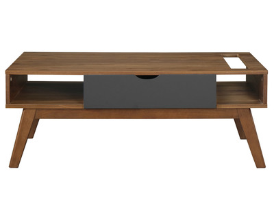 Tavolino basso design grigio antracite e noce NEELA