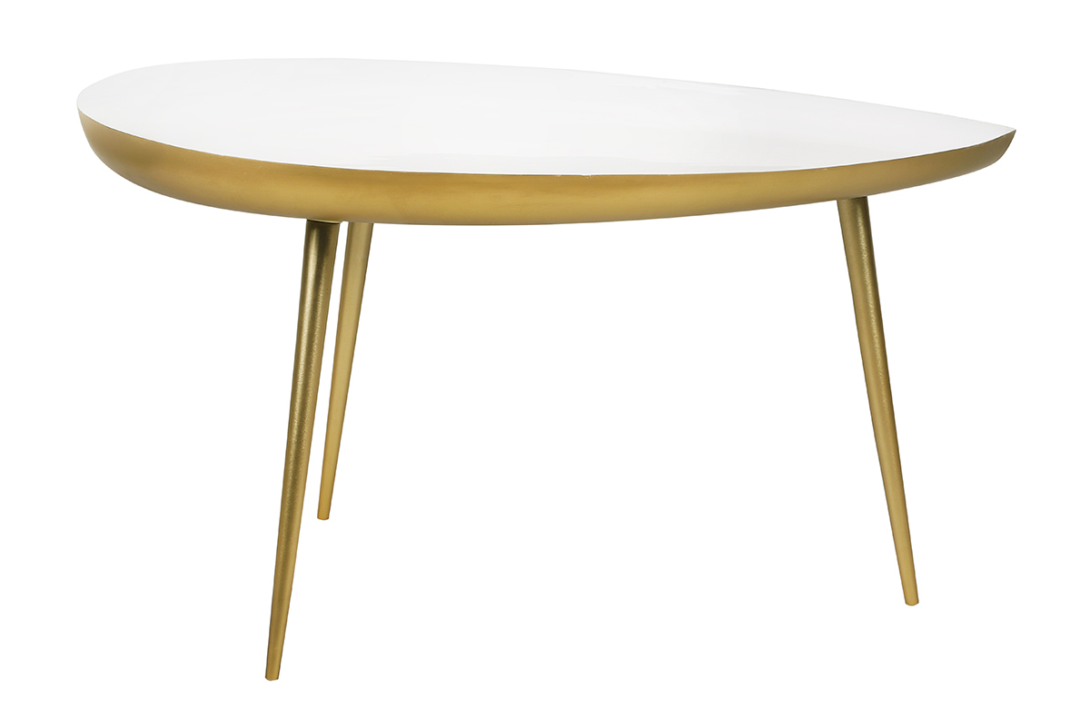Tavolino basso design in acciaio laccato bianco DROP