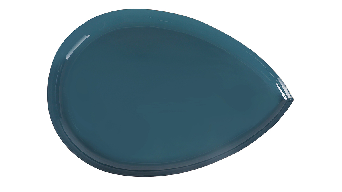Tavolino basso design in acciaio laccato blu petrolio DROP