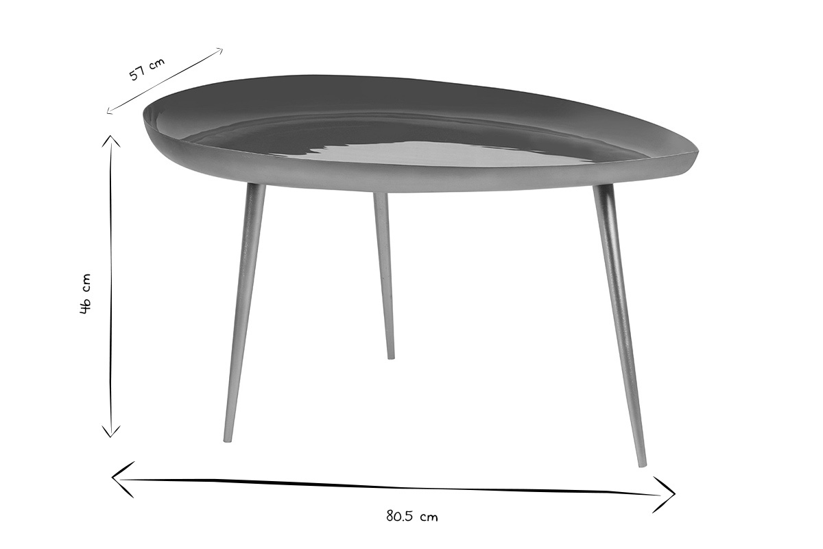 Tavolino basso design in acciaio laccato blu petrolio DROP