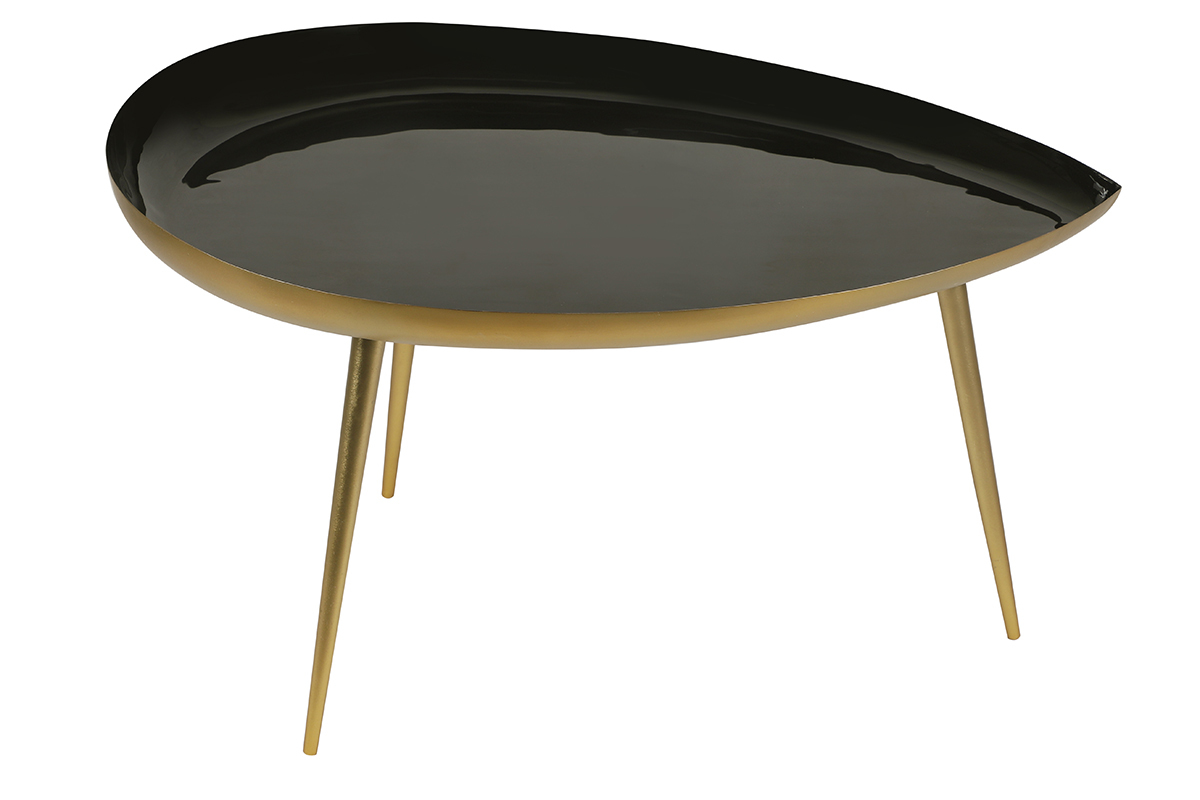 Tavolino basso design in acciaio laccato nero DROP