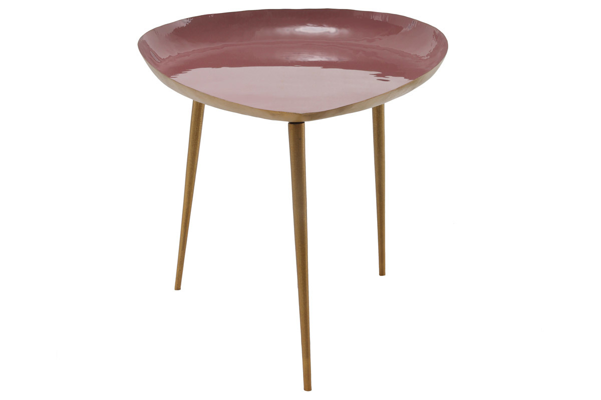 Tavolino basso design in acciaio laccato rosa DROP