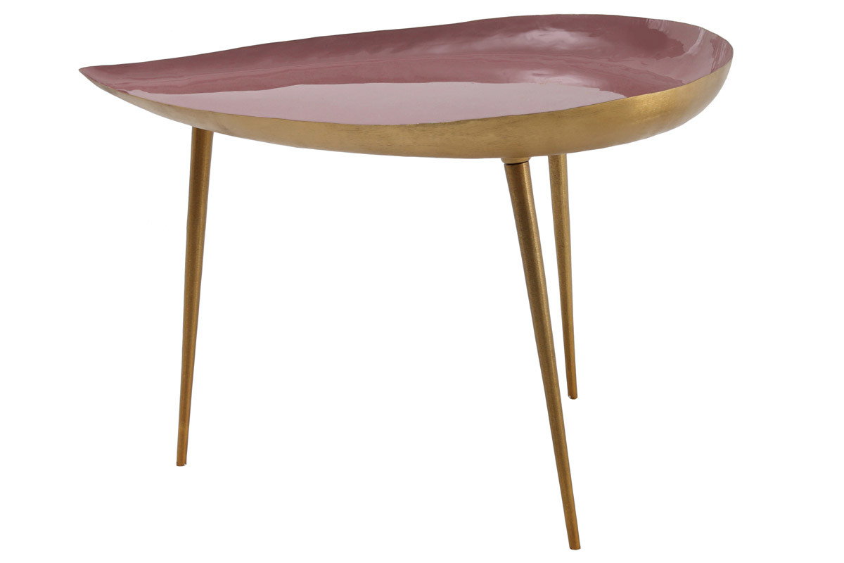 Tavolino basso design in acciaio laccato rosa DROP