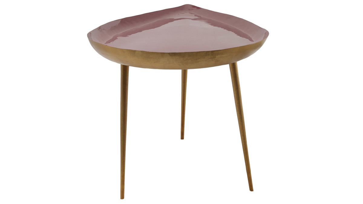 Tavolino basso design in acciaio laccato rosa DROP