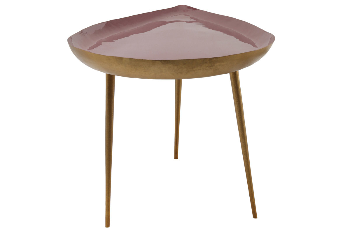 Tavolino basso design in acciaio laccato rosa DROP