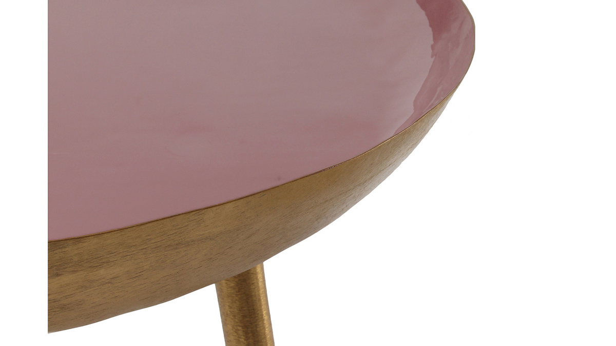 Tavolino basso design in acciaio laccato rosa DROP