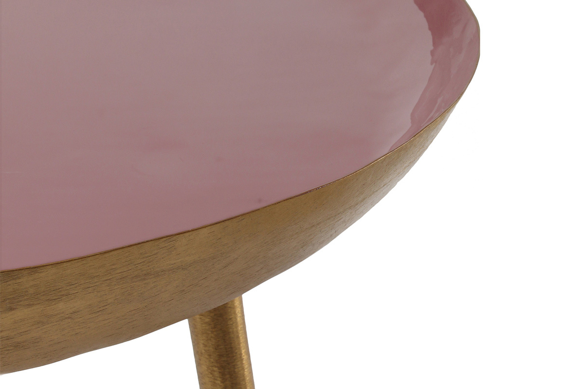 Tavolino basso design in acciaio laccato rosa DROP