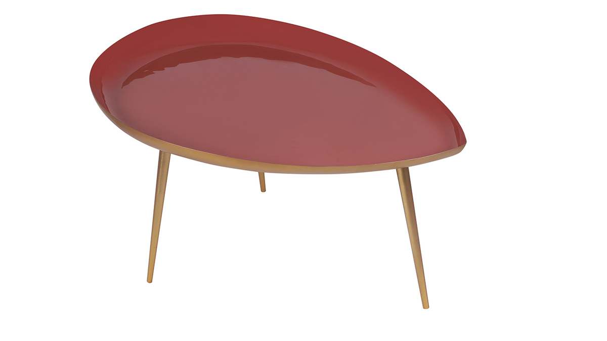 Tavolino basso design in acciaio laccato terracotta DROP