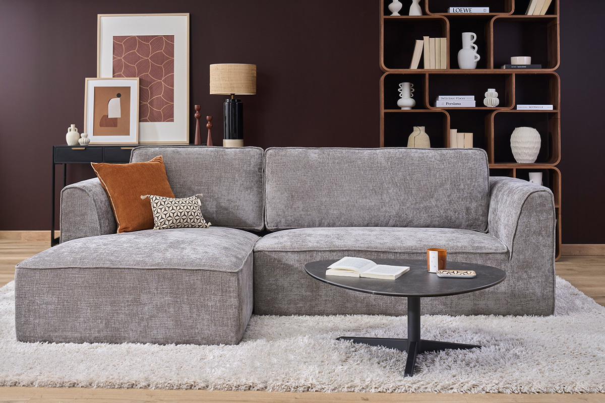Tavolino basso design in ceramica nera e metallo L84 cm LEWA