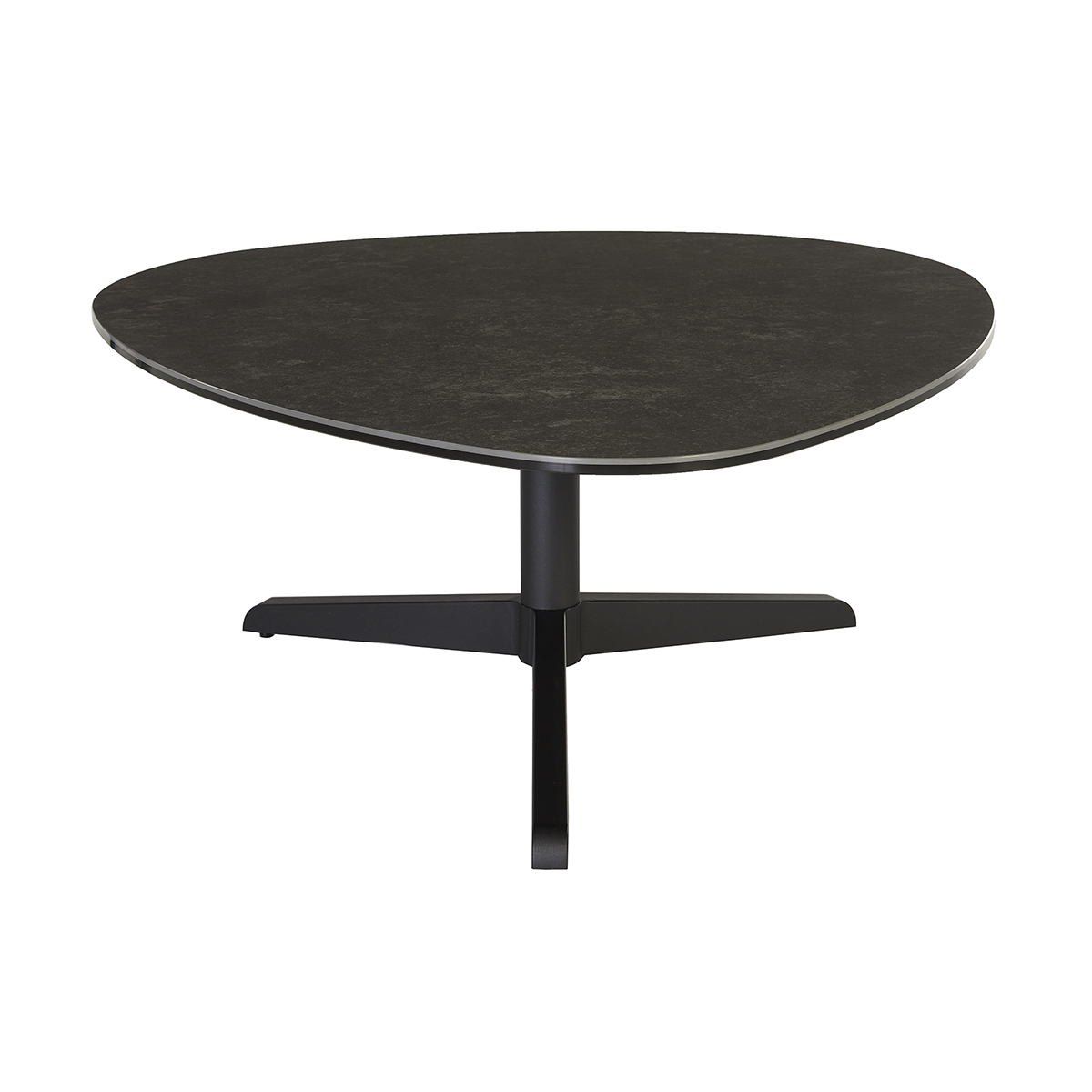 Tavolino basso design in ceramica nera e metallo L84 cm LEWA