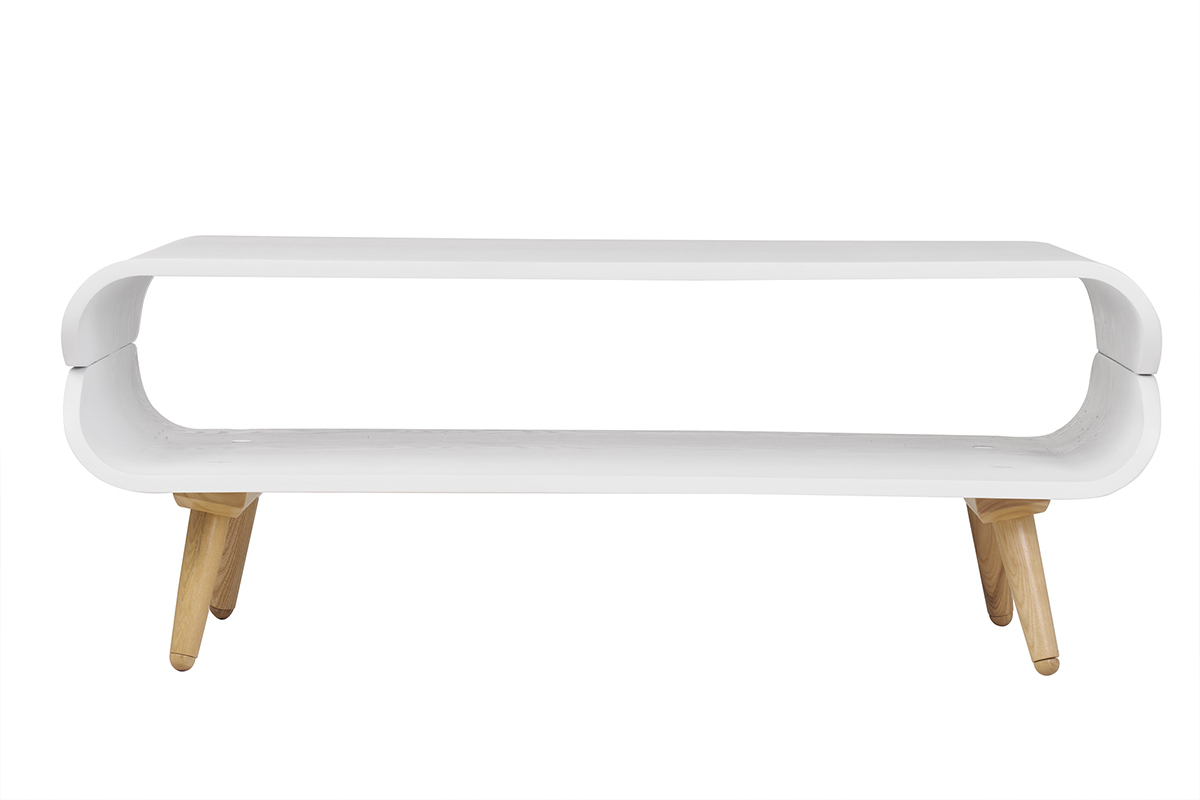 Tavolino basso design in frassino Bianco TAKLA