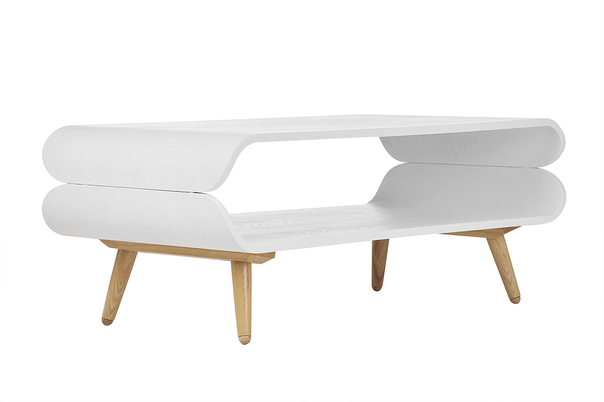 Tavolino basso design in frassino Bianco TAKLA