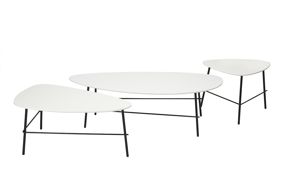 Tavolino basso design in metallo Bianco 131 cm BLOOM