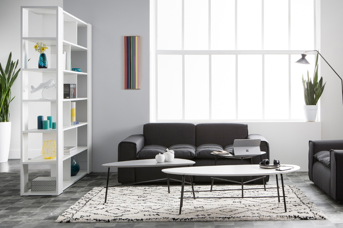 Tavolino basso design in metallo Bianco 131 cm BLOOM