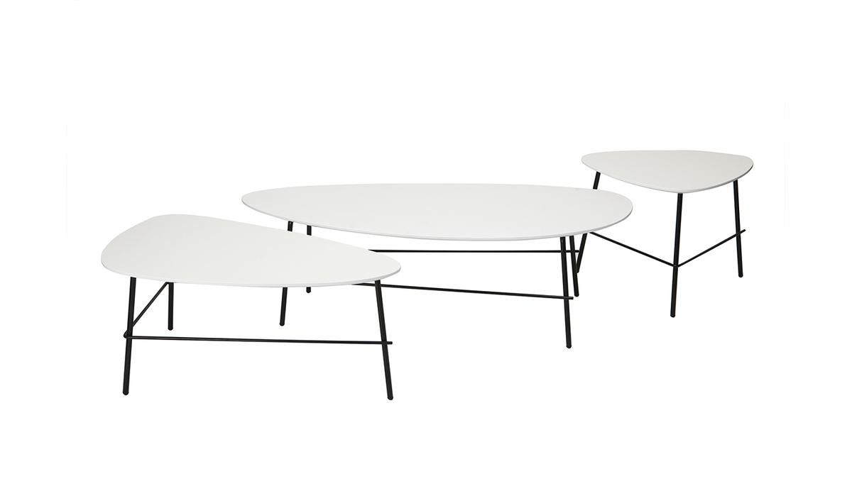 Tavolino basso design in metallo Bianco 93 cm BLOOM