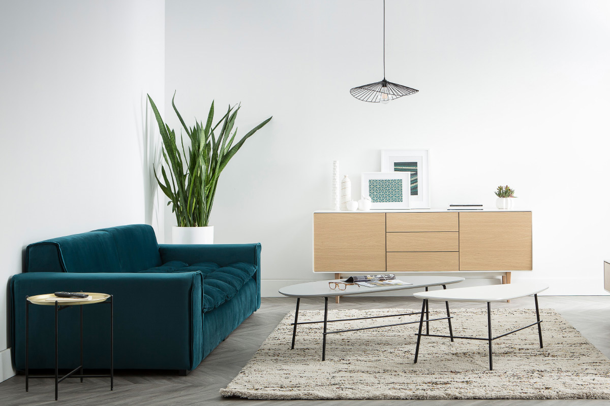 Tavolino basso design in metallo Grigio 131 cm BLOOM