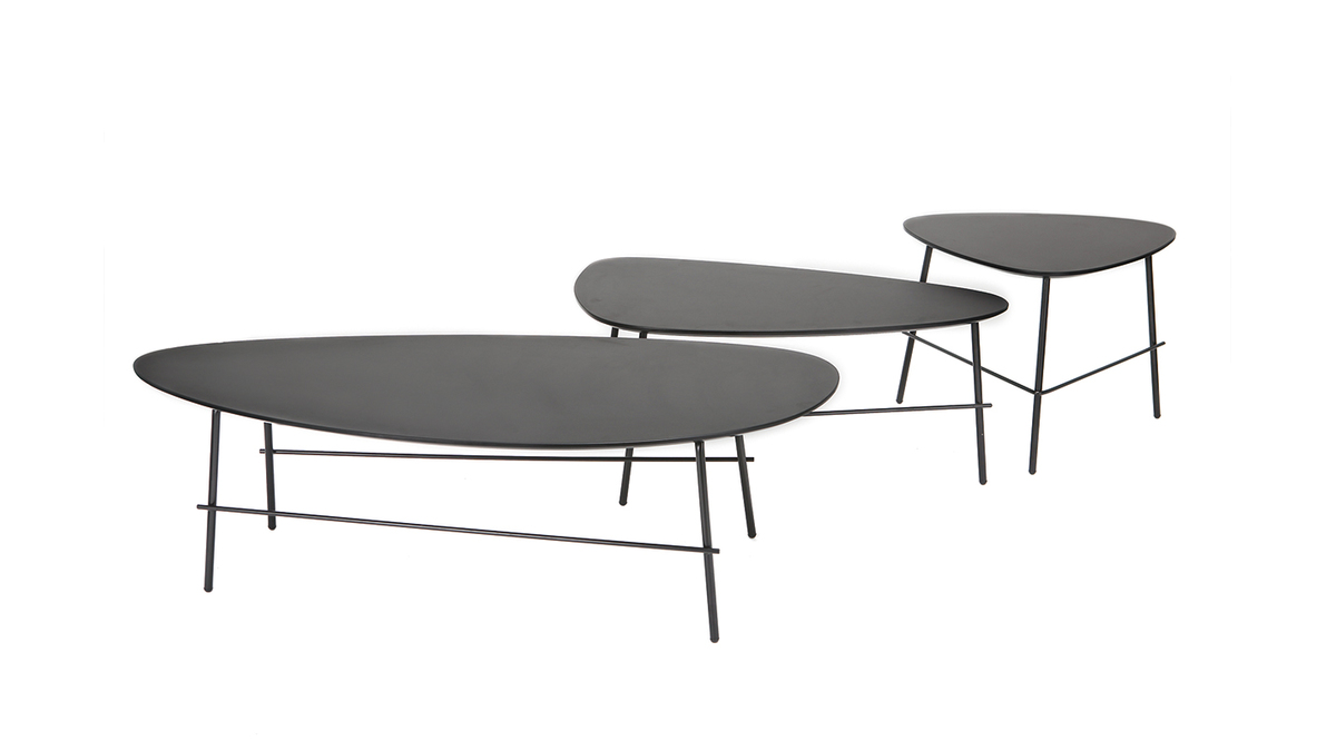 Tavolino basso design in metallo Nero 131 cm BLOOM