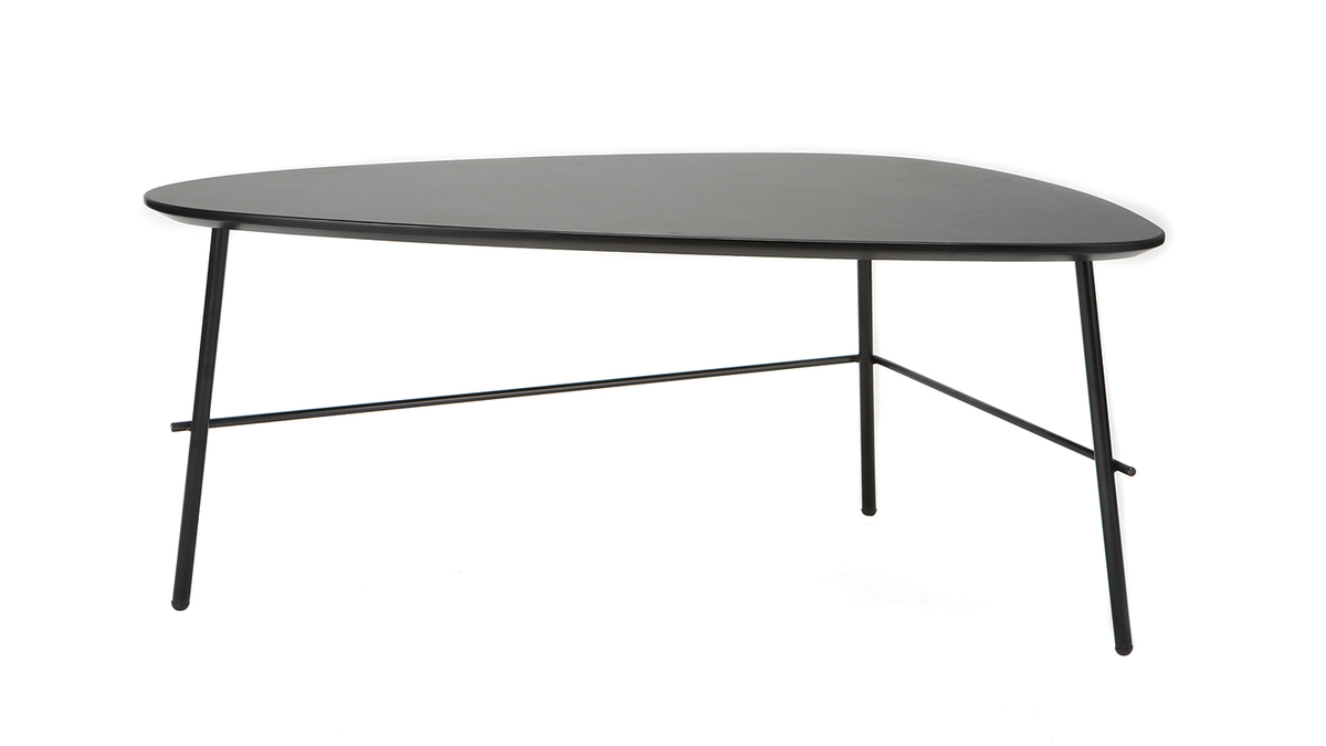 Tavolino basso design in metallo Nero 93 cm BLOOM