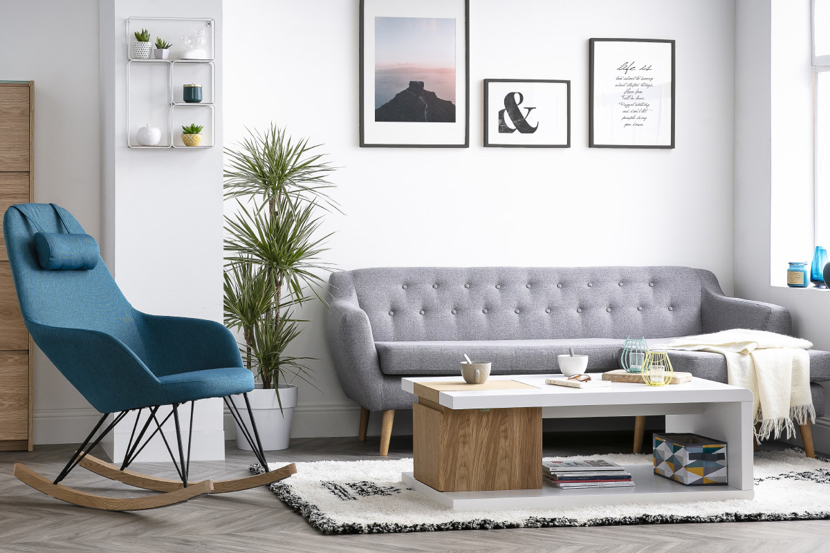 Tavolino basso design laccato bianco e placcato rovere DEEP