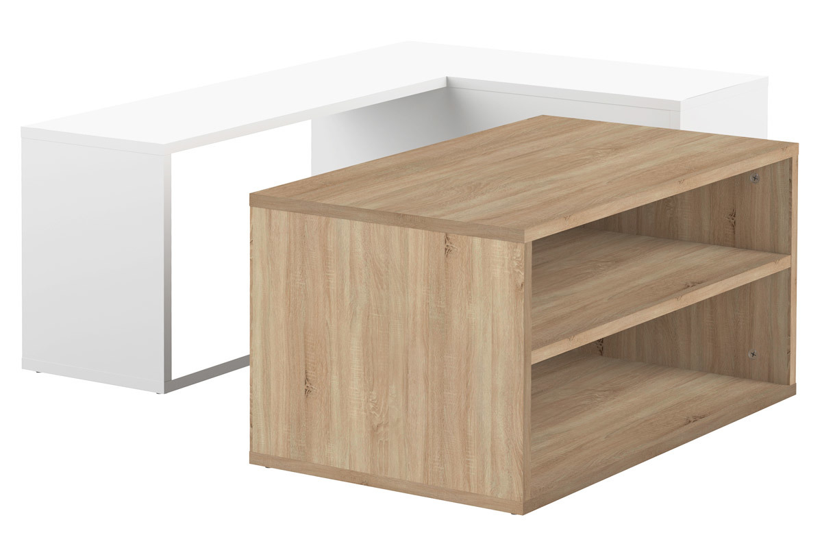Tavolino basso design legno e bianco amovibile QUADRA