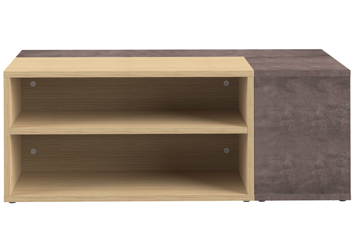 Tavolino basso design legno e grigio cemento amovibile QUADRA