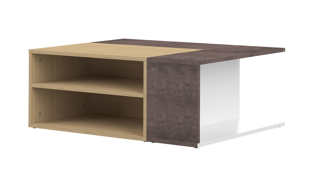 Tavolino basso design legno e grigio cemento amovibile QUADRA