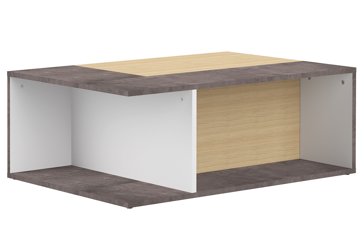 Tavolino basso design legno e grigio cemento amovibile QUADRA