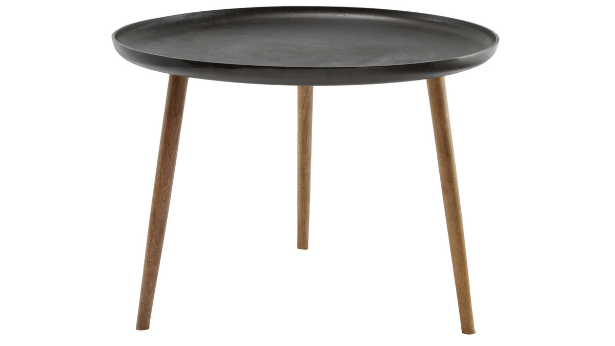 Tavolino basso design metallo e piedi legno LUMI