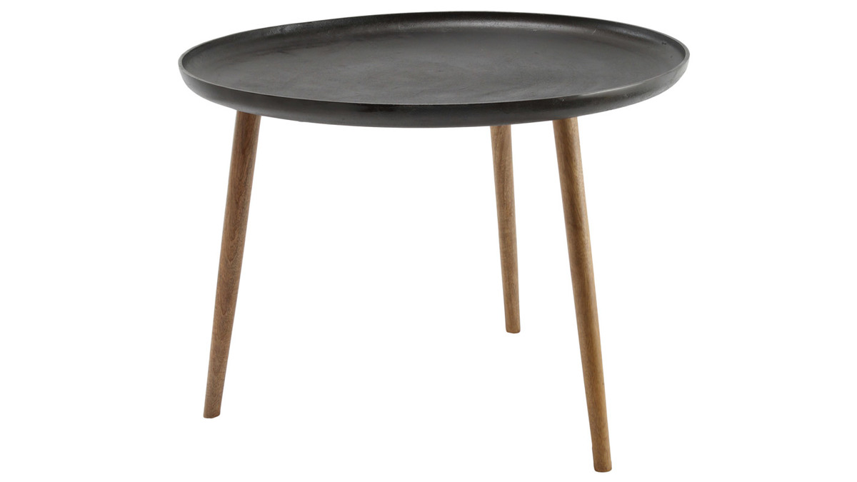 Tavolino basso design metallo e piedi legno LUMI