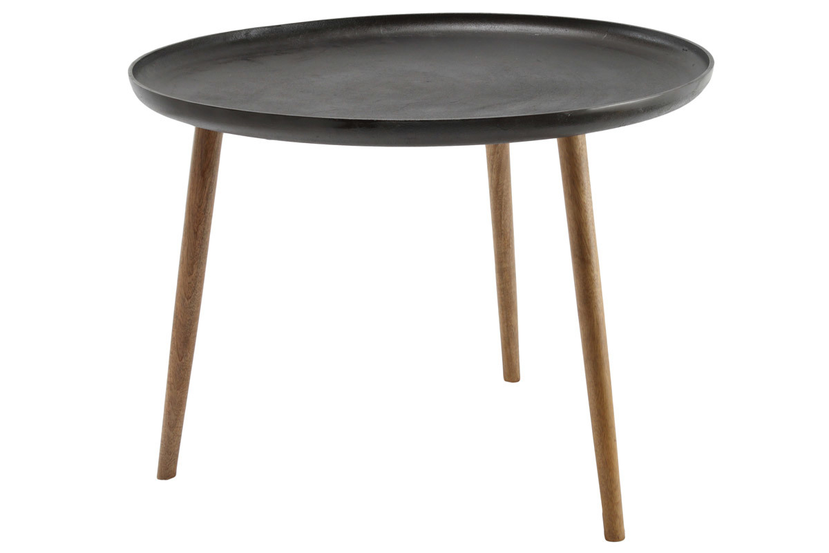 Tavolino basso design metallo e piedi legno LUMI