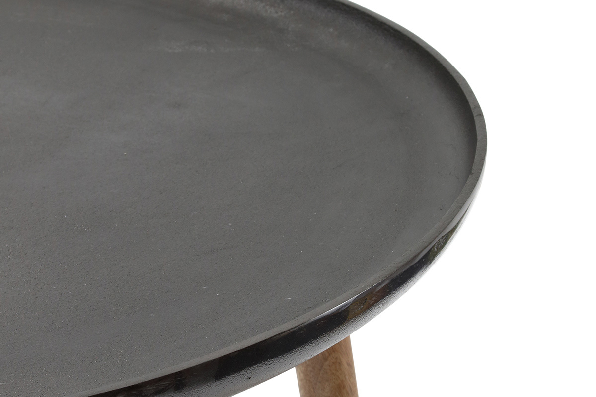 Tavolino basso design metallo e piedi legno LUMI