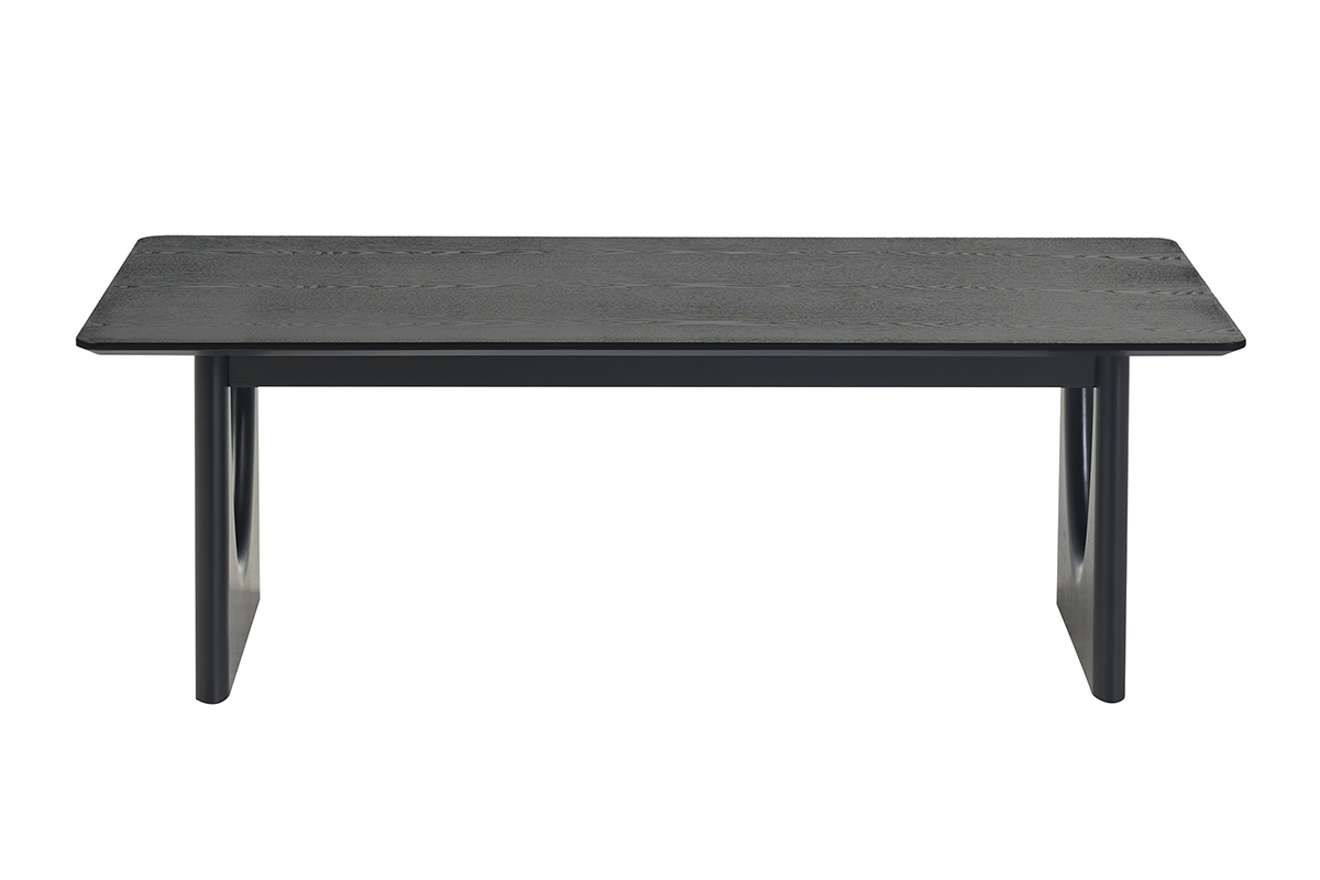 Tavolino basso rettangolare nero KUALA, vista frontale, dimensioni L120 x P60 x H40 cm.
