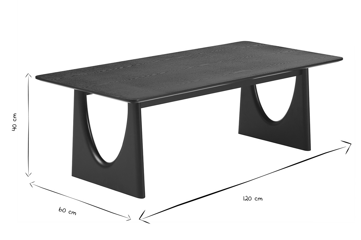Dimensioni del tavolino da caff� di design rettangolare nero L120 cm: L120 x P60 x H40 cm in nero e bianco.