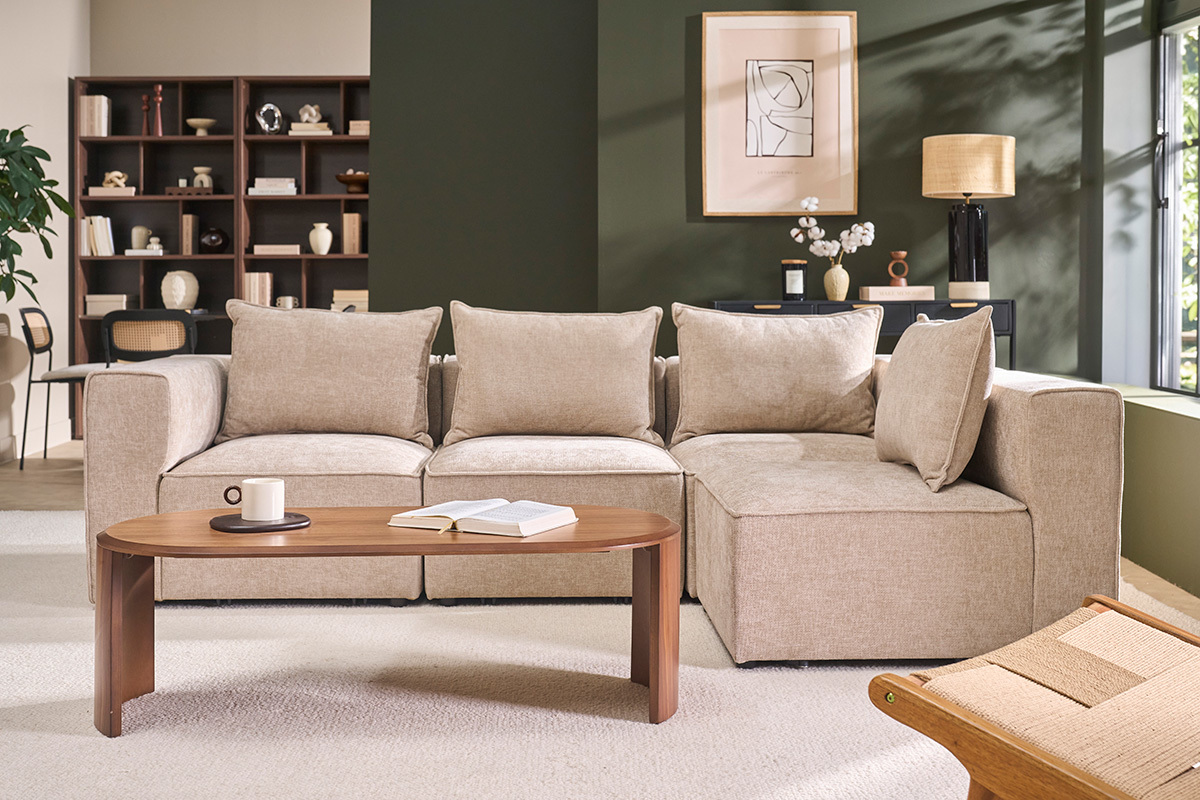 Tavolino basso di design ovale in legno scuro noce L120 cm ASSA