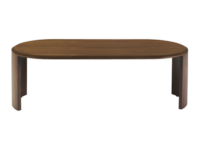 Tavolino basso di design ovale in legno scuro noce L120 cm ASSA