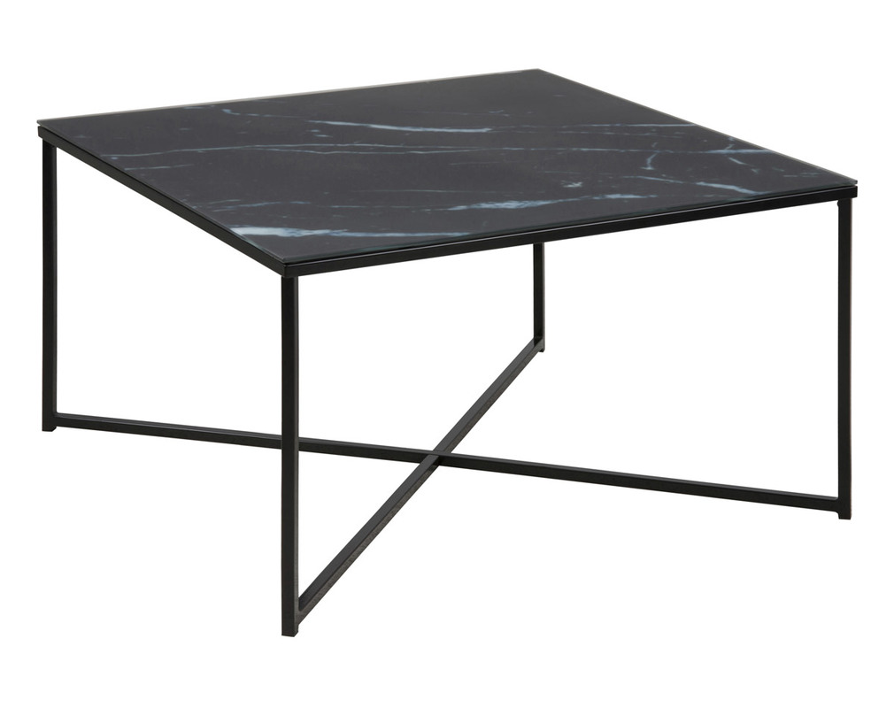 120 x 60 cm con gambe in metallo Tavolino da salotto ovale colore: nero effetto marmo bianco Wohnling Design