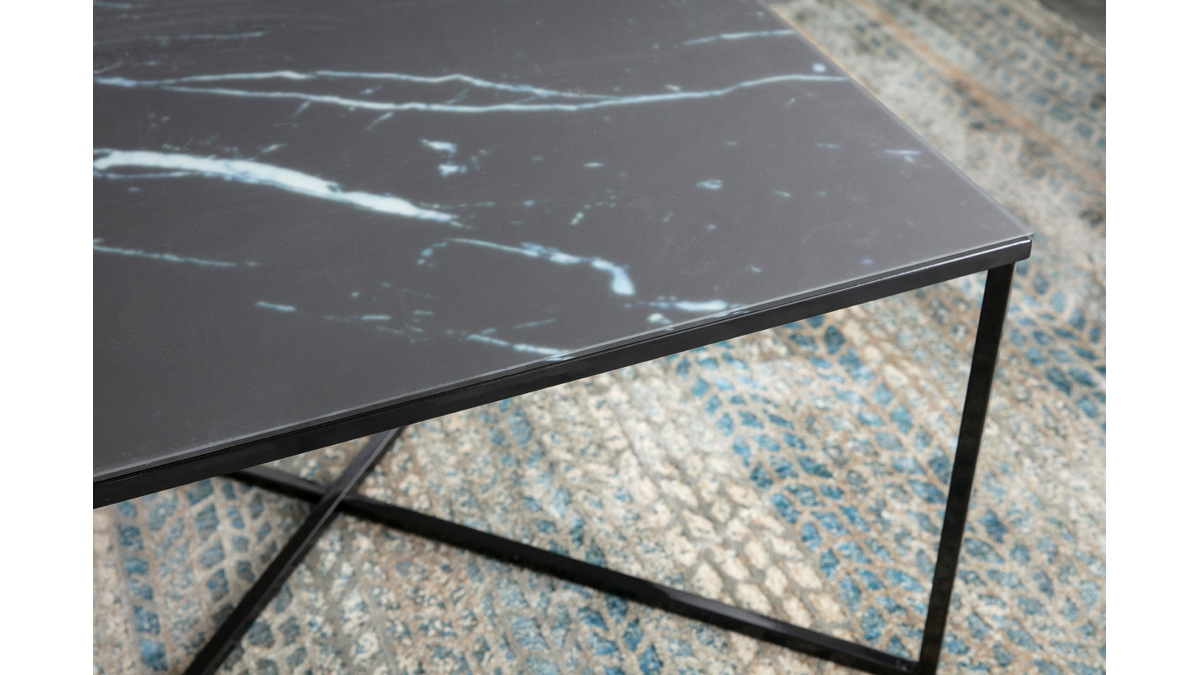 Tavolino basso effetto marmo nero ALCINO