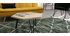 Tavolino basso esagonale inciso in mango e metallo nero VIBES