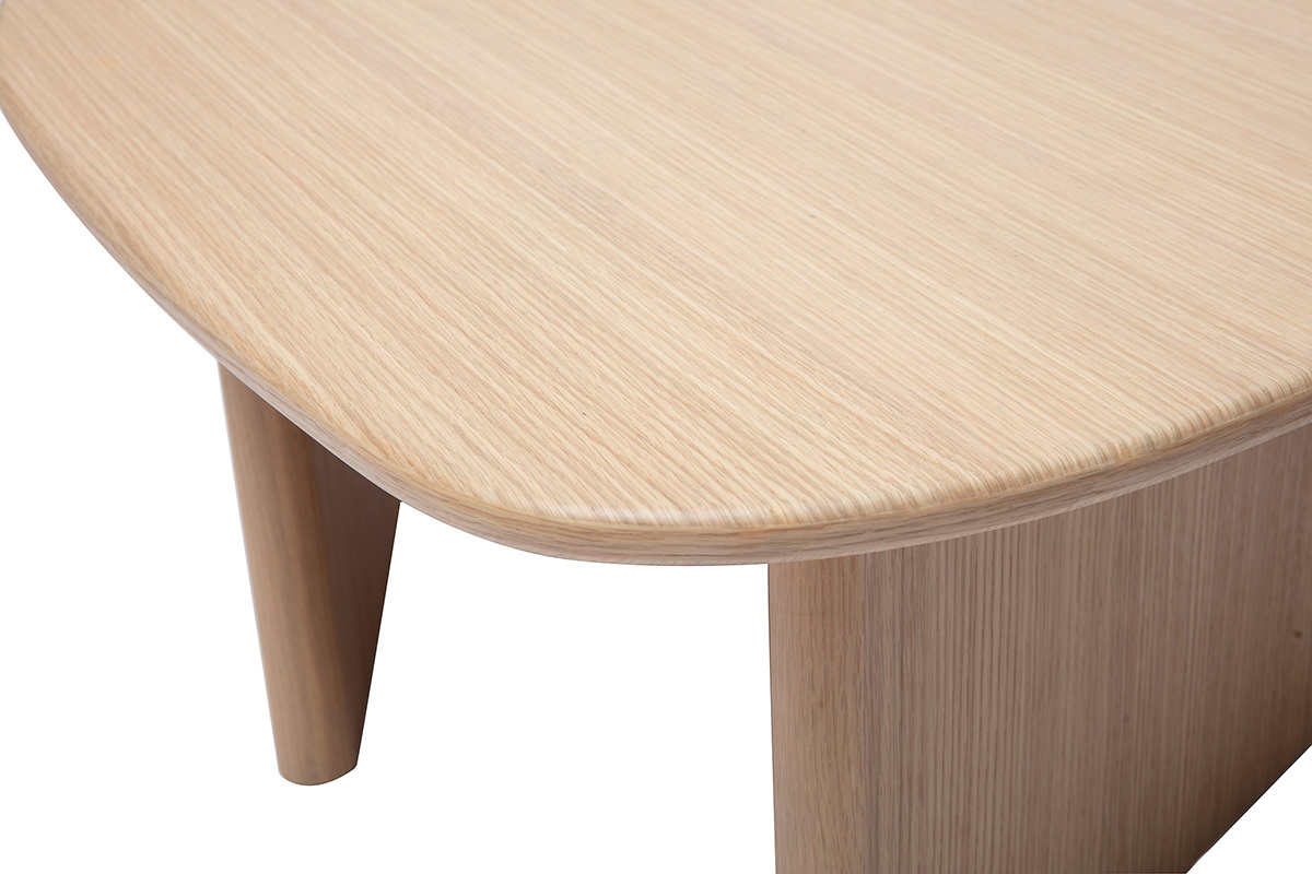 Tavolino basso forma organica in legno chiaro quercia L85 cm ONDINE