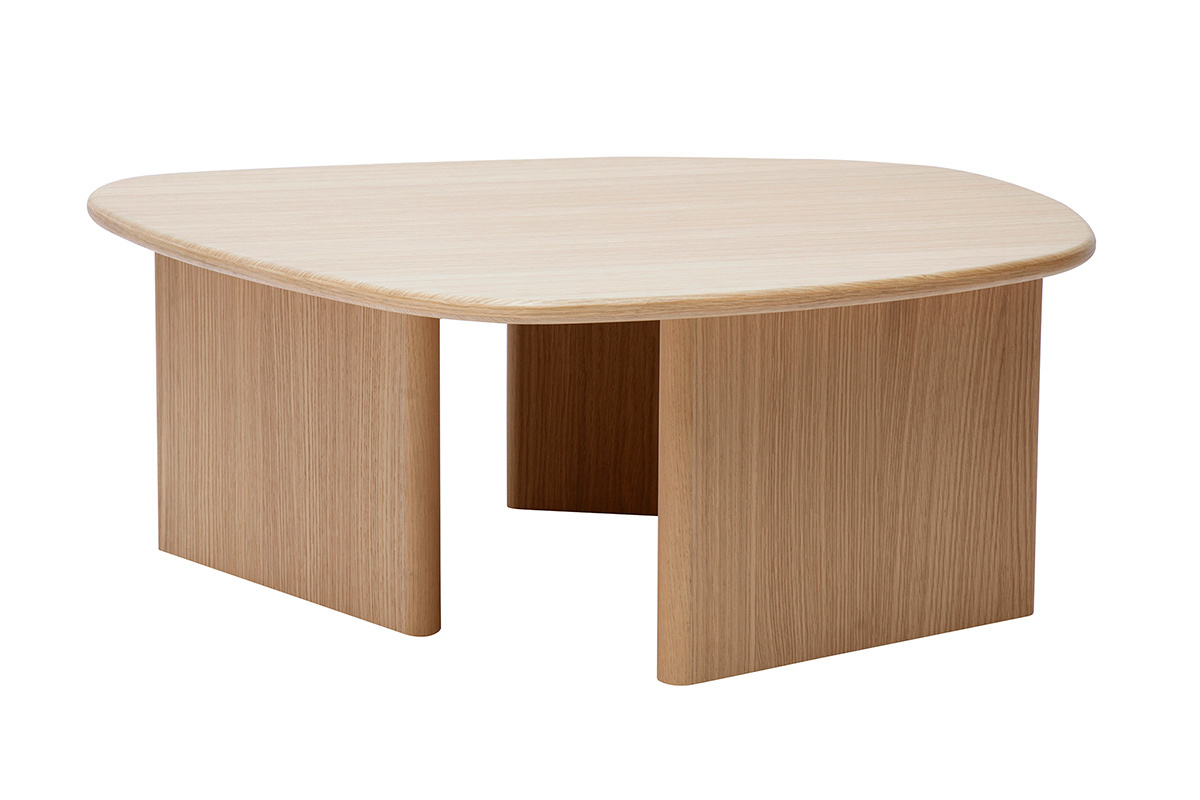 Tavolino basso forma organica in legno chiaro quercia L85 cm ONDINE
