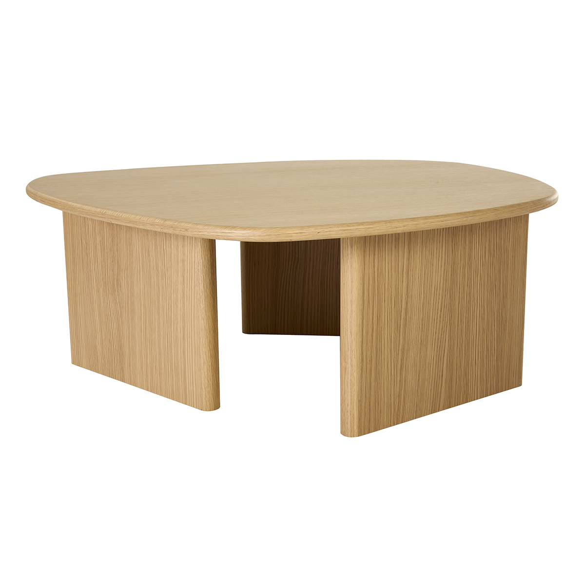 Tavolino basso forma organica in legno chiaro quercia L85 cm ONDINE