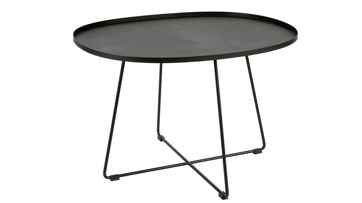 Tavolino basso, forma: ovale, in metallo, colore: Nero, modello: JUBEZ