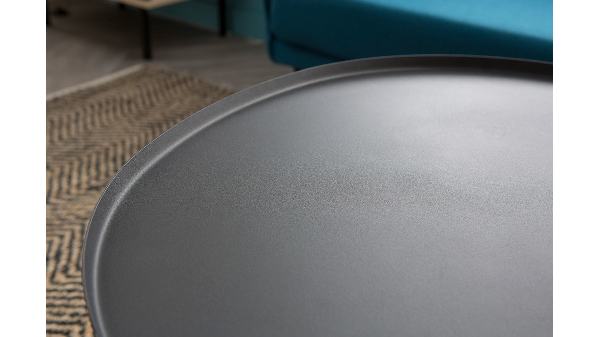 Tavolino basso, forma: ovale, in metallo, colore: Nero, modello: JUBEZ