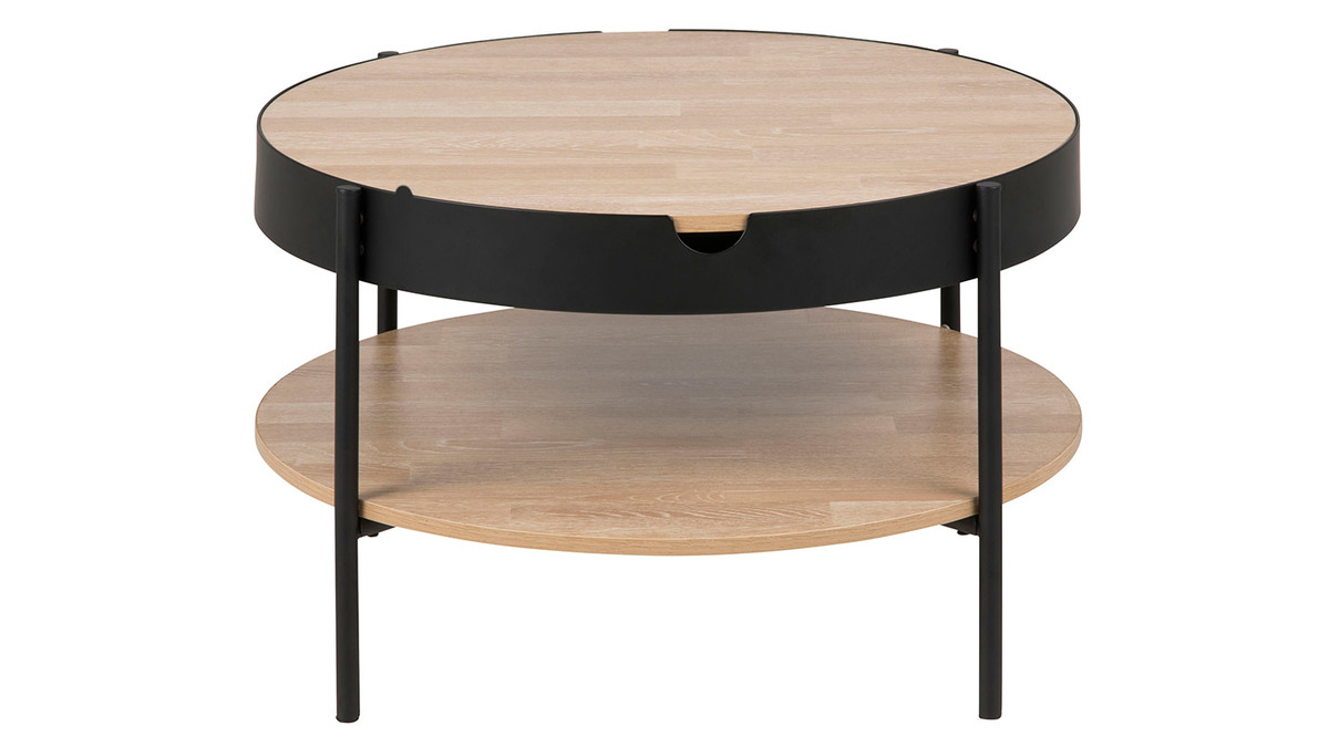 Tavolino basso in legno e metallo nero 75 cm SUIZE