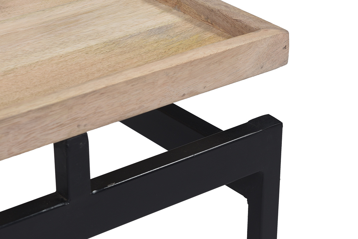 Tavolino basso in mango e metalo nero L100 cm FRAME