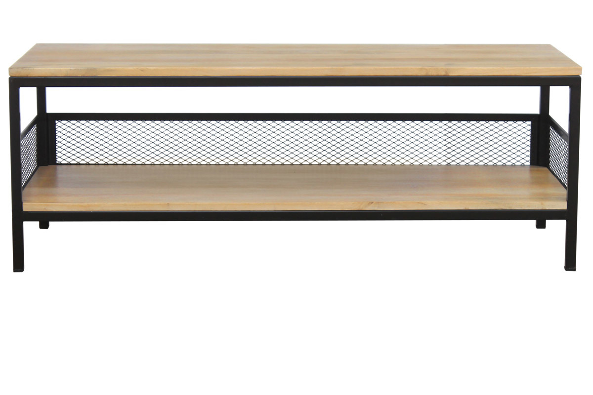 Tavolino basso industriale mango e metallo RACK