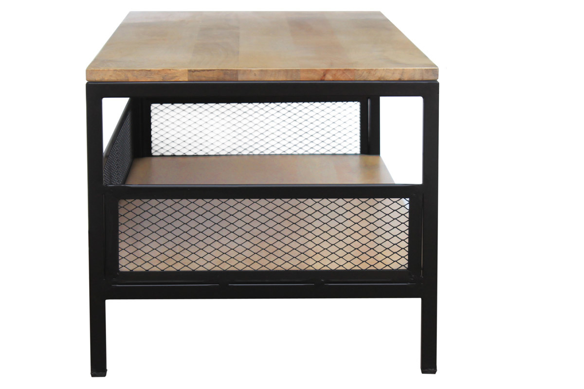 Tavolino basso industriale mango e metallo RACK