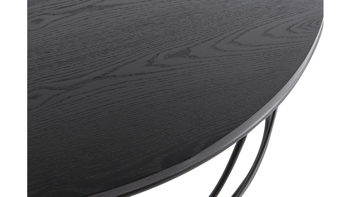 Tavolino basso legno e metallo nero rotondo 80 cm LACE