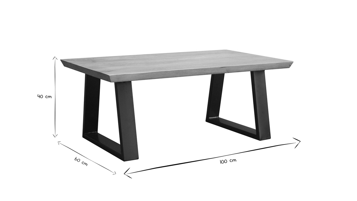 Tavolino basso mango e metallo nero VIJAY